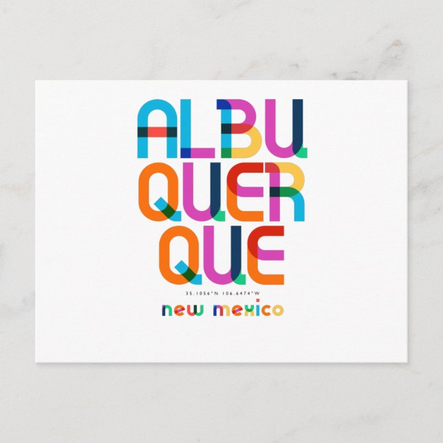 Cartão Postal Albuquerque Novo México Meio século, Arte Pop (Frente)