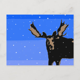Cartão Postal Alce no Inverno - Arte Original da Vida Selvagem