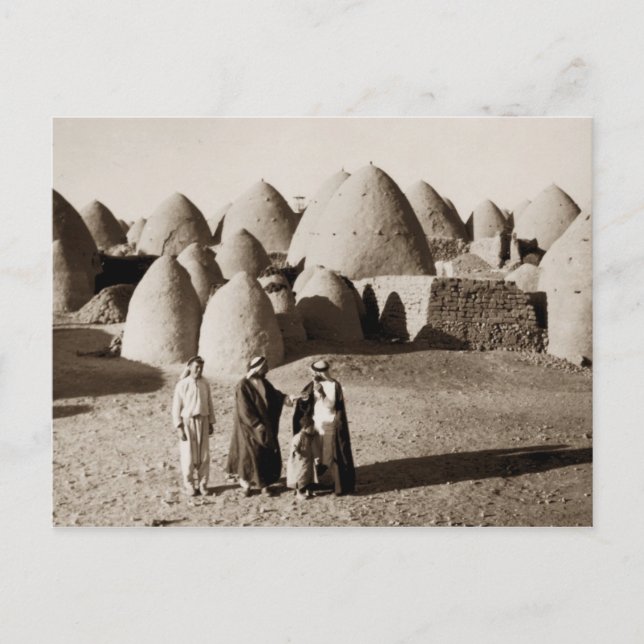 Cartão Postal Aldeia de colmeia além de Aleppo, na Síria (Frente)