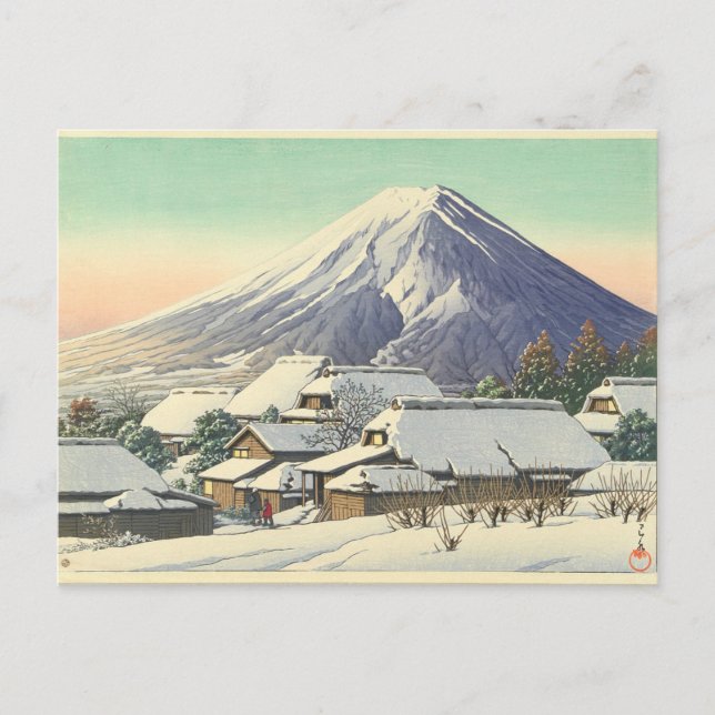 Cartão Postal Aldeia de inverno Kawase Hasui (Frente)