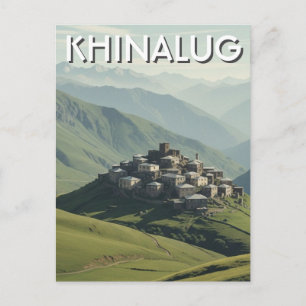 Cartão Postal Aldeia de montanha Khinalug do Azerbaijão