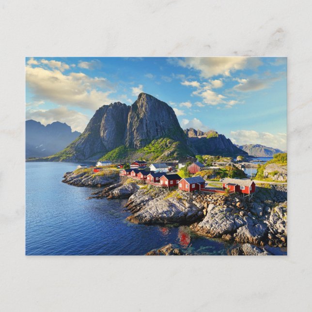 Cartão Postal Aldeia de pesca de Hamnoy nas ilhas Lofoten, Norue (Frente)