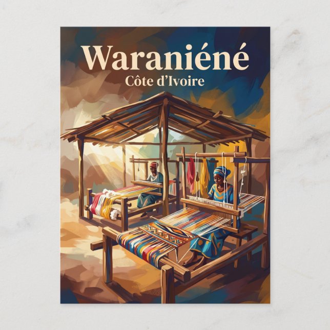 Cartão Postal Aldeia de Tecelagem Waraniéné Costa do Marfim (Frente)