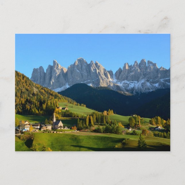 Cartão Postal Aldeia Dolomites no outono (Frente)