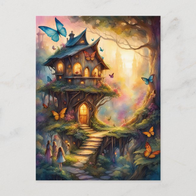 Cartão Postal Aldeia fada colorida, Posto (Frente)