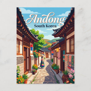 Cartão Postal Aldeia Folclórica de Hahoe, Beco, Coreia do Sul