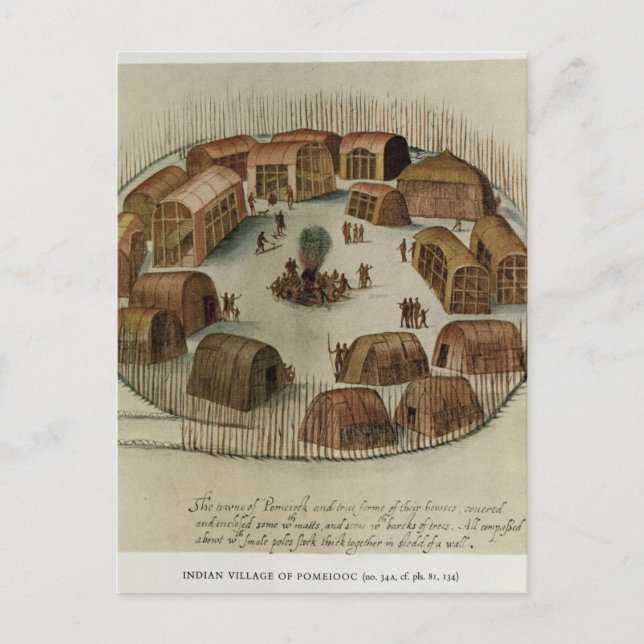 Cartão Postal Aldeia Indiana de Pomeiooc (Frente)