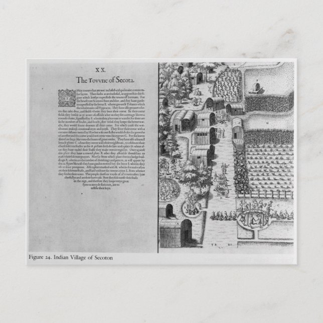 Cartão Postal Aldeia Indiana de Secoton (Frente)