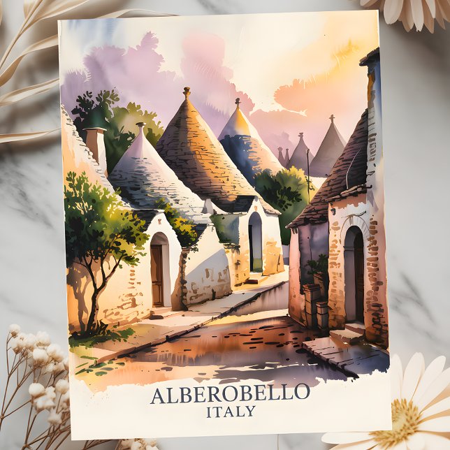 Cartão Postal Aldeia italiana Trulli Vintage Alberobello Puglia (Italian Village Trulli Vintage Alberobello Puglia Postcard)