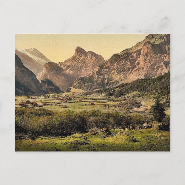 Cartão Postal Aldeia Kandersteg, Bernese Oberland, Suiça (Frente)