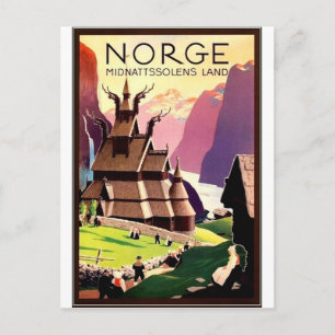 Cartão Postal Aldeia na Noruega, na Europa do Norte, na viagens