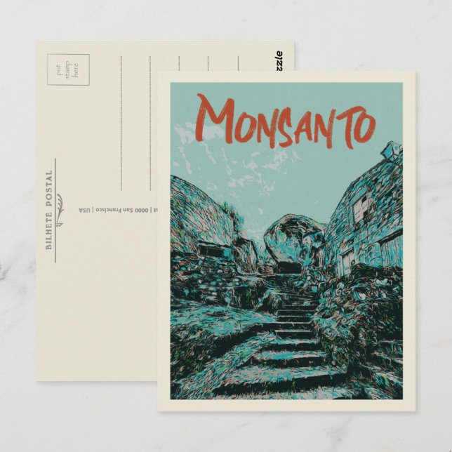 Cartão Postal Aldeia tradicional Monsanto portuguesa (Frente/Verso)