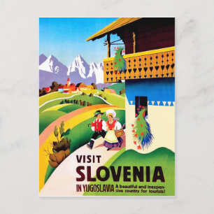 Cartão Postal Aldeia tradicional na Eslovênia, Jugoslávia