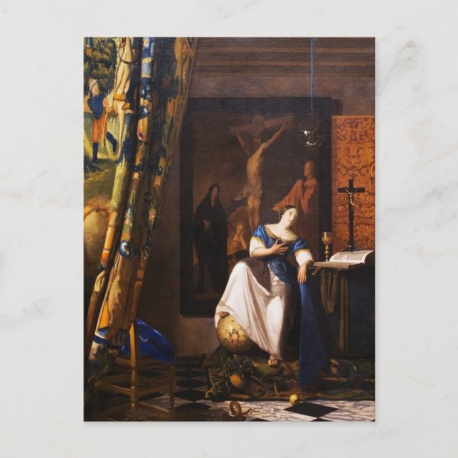 Cartão Postal Alegoria de fé por Johannes Vermeer (Frente)