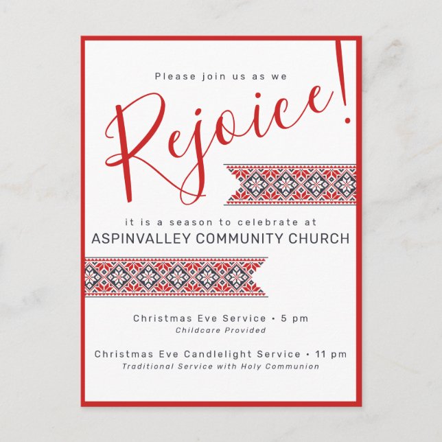 Cartão Postal Alegrai-vos | Arte Folclórica Eslava Poinsettia (Frente)