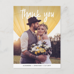 Cartão Postal Alegria   Agradecimento de Foto de Casamento
