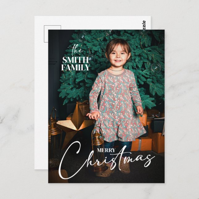 Cartão Postal Alegria Clássica Foto Feliz Natal Feriado Crianças (Frente/Verso)