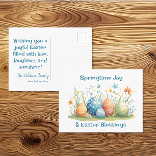 Cartão Postal Alegria da Primavera & Bênçãos da Páscoa