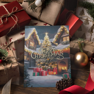 Cartão Postal Alegria Festiva: Presentes Enfeitam uma Casa 