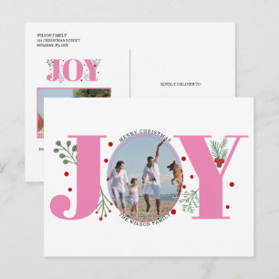 Cartão Postal Alegria rosa com bagas Foto de Natal
