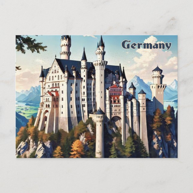 Cartão Postal Alemanha Castelo Neuschwanstein Postcard Vintage (Frente)