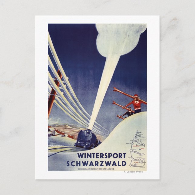 Cartão Postal Alemanha - Esqui na Floresta Negra (Frente)