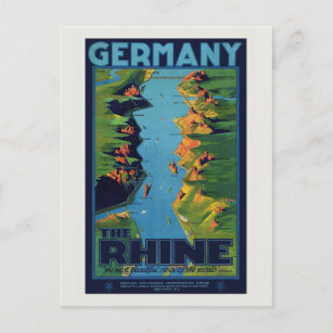 Cartão Postal Alemanha O Poster vintage Reno de 1925