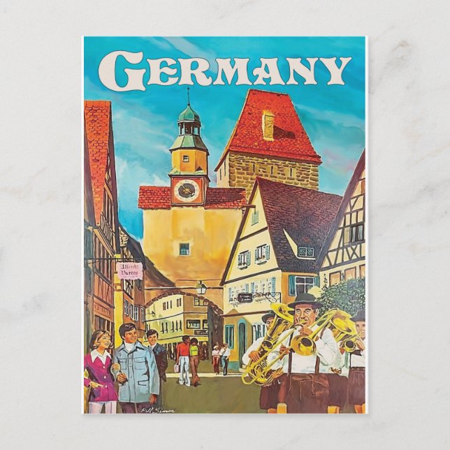 Cartão Postal Alemanha, trompetes no centro da cidade. (Frente)