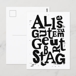 Cartão postal alemão "Feliz Aniversário" Lino Impr