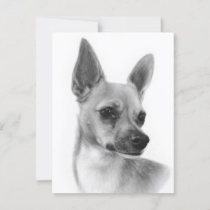 Cartão Postal Alerta e Orgulho - Retrato Chihuahua Pintado à Mão