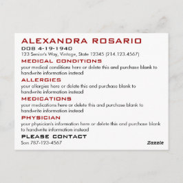 Cartão Postal Alerta médico de emergência branco