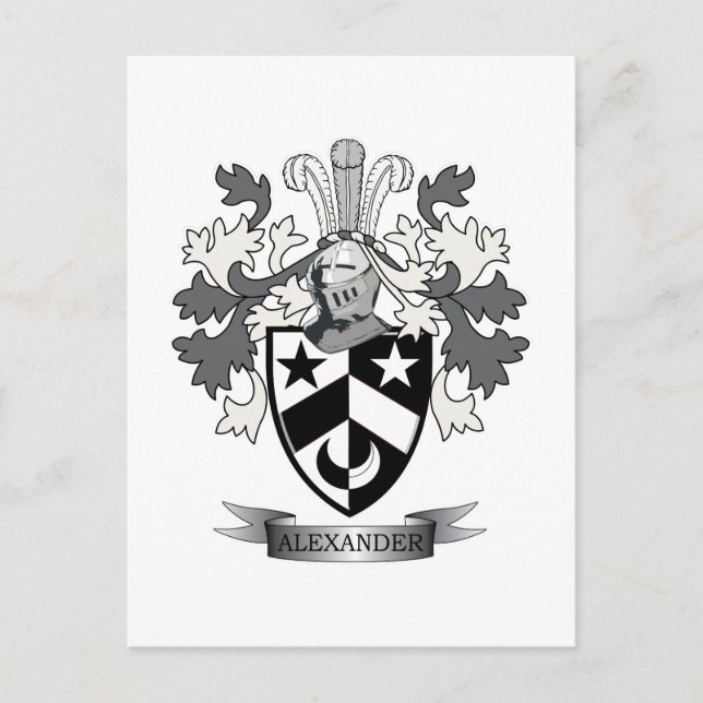Cartão Postal Alexander Family Crest Casaco de Armas (Frente)