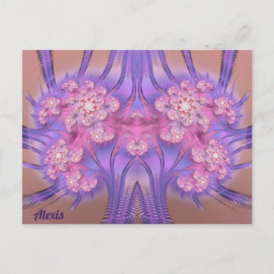Cartão Postal ALEXIS ~ Pink Pastel e Design 3D roxo ~