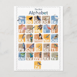 Cartão Postal alfabeto Aves