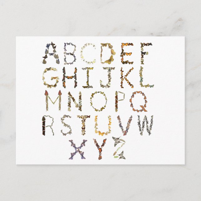 Cartão Postal Alfabeto Borboleta - Alfabeto Natural ABC (Frente)