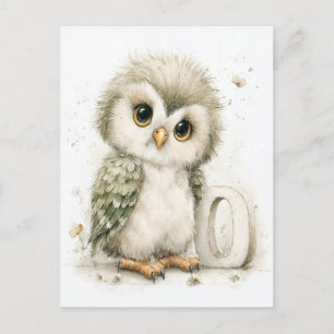 Cartão Postal Alfabeto de Animais Bebês Adoráveis em Aquarela Co