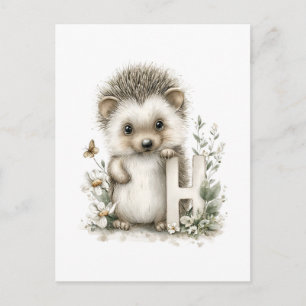 Cartão Postal Alfabeto de Animais Bebês Adoráveis em Aquarela Ou