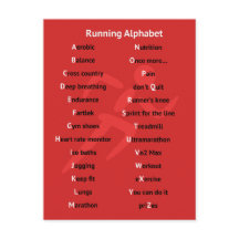 Alfabeto para corredores cartão-postal vermelho