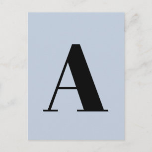 Cartão Postal alfabeto personalizado Azul minimalista moderno