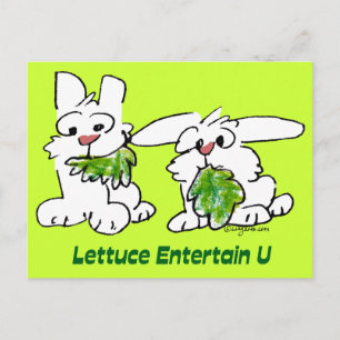 Cartão Postal Alface Entertain U Cartoon Rabbits