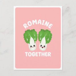 Cartão Postal Alface Kawaii Romaine Casal Vegetal Comida Trocadi