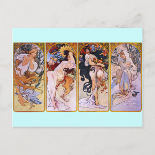 Cartão Postal Alfons Mucha ~ As quatro estações