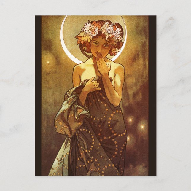 Cartão Postal Alfons Mucha: Luna (Frente)