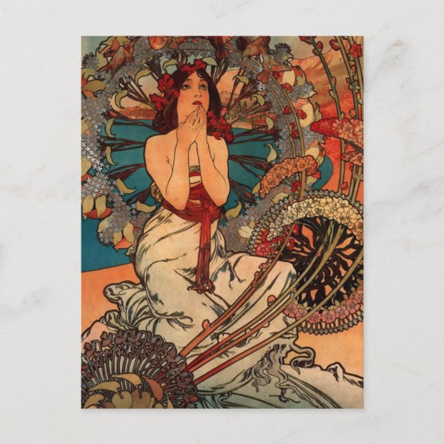 Cartão Postal Alfons Mucha Mônaco Monte Carlo (Frente)