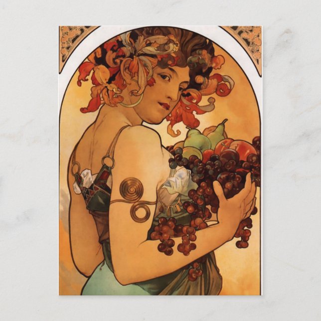 Cartão Postal Alfonse Mucha Fruta (Frente)
