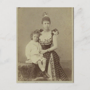 Cartão Postal Alfonso XIII, pequeno rei de ESPANHA e mãe #001ES