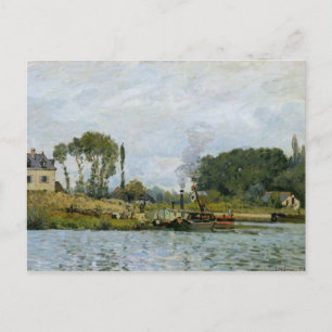 Cartão Postal Alfred Sisley   Barcos na eclusa de Bougala