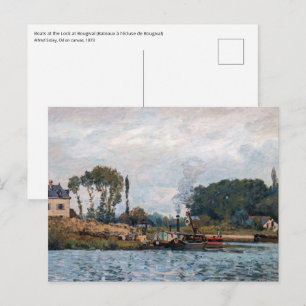 Cartão Postal Alfred Sisley - Barcos na Eclusa de Bougival