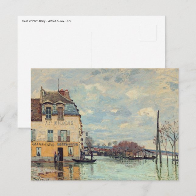 Cartão Postal Alfred Sisley - Inundação em Port-Marly 1872 (Frente/Verso)