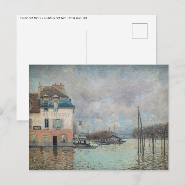 Cartão Postal Alfred Sisley - Inundações em Port-Marly 1876 (Frente/Verso)
